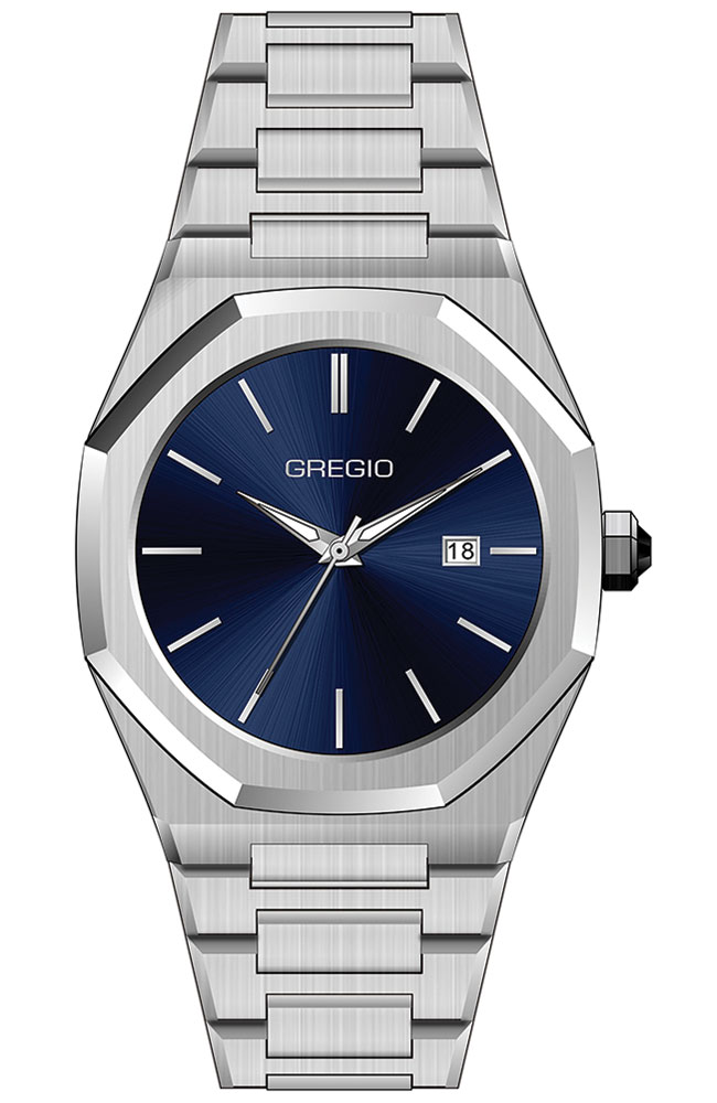 GREGIO Ασημί με Μπλε Καντράν GM102012